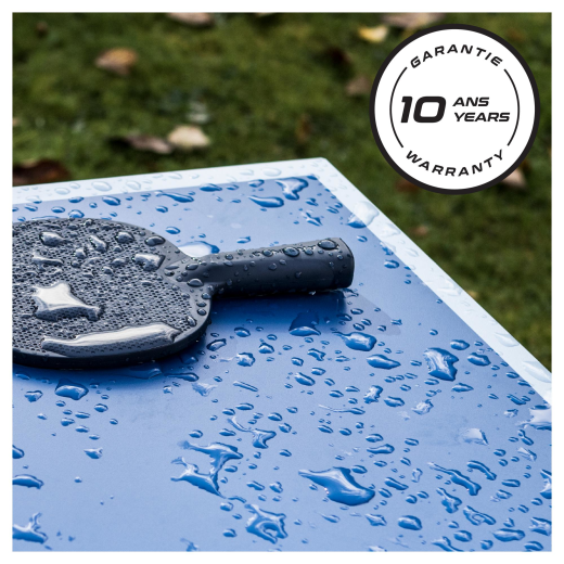 Outdoor Tischtennisplatte auf großen Rollen PPT500 blau /VERLEIH